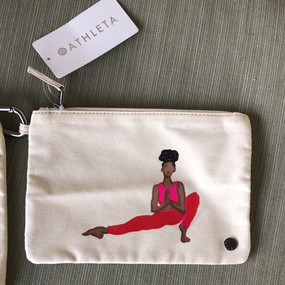NWT! - ATHLETA {Artist Series} Coffee Run Zip Pouch Bag Set - Picture 4 of 14
